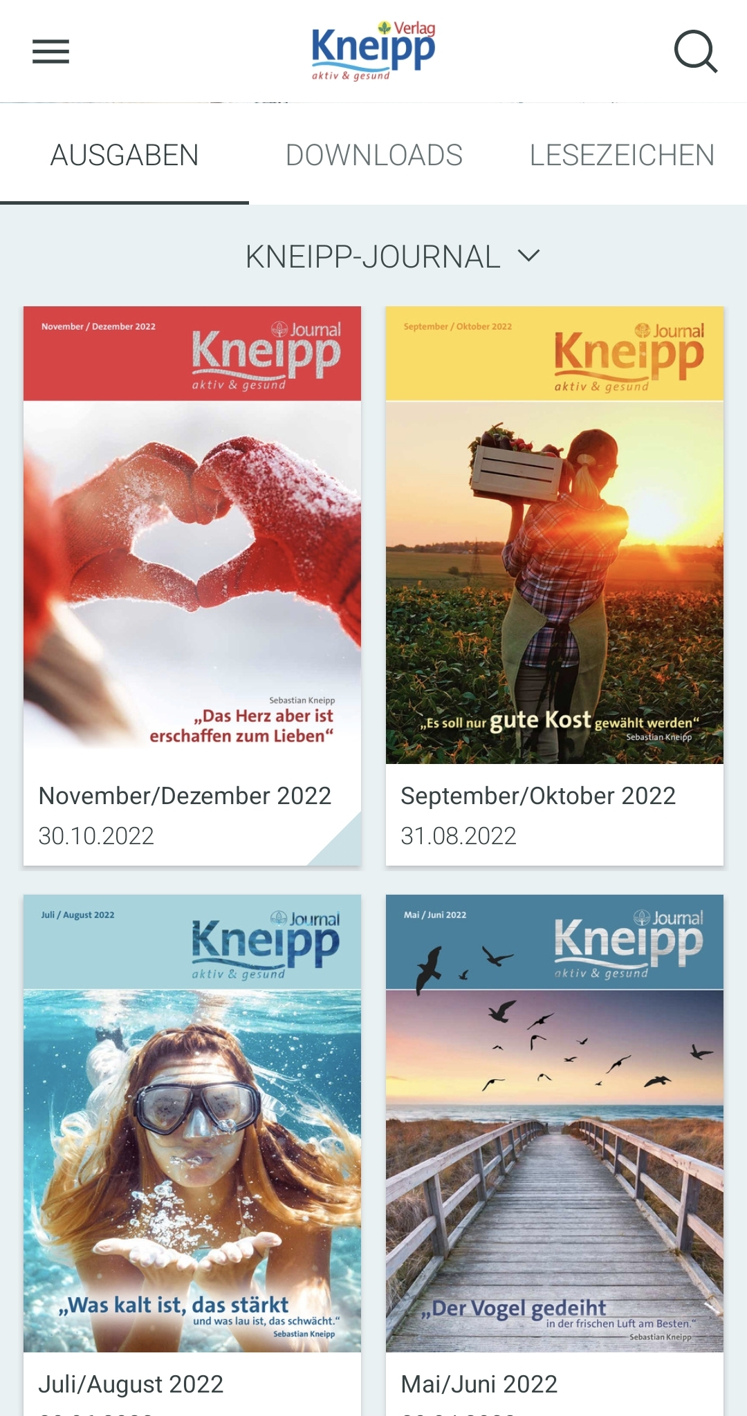 Kneipp Journal App Screenshot